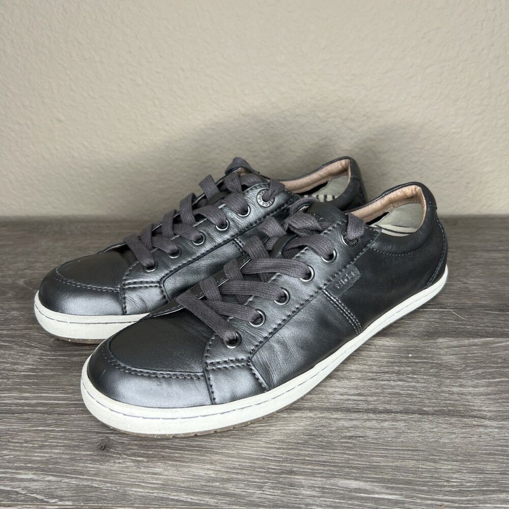 Taos Womens Onward Casual Leather Sneakers Shoes Size 8 Metallic Gray Lace Up